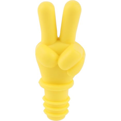 Bouchon Silicone Jaune - Forme Doigt Victoire - Étanche Haute Résistance - Pour Bouteilles Vin - Lot De 1 (1/5)
