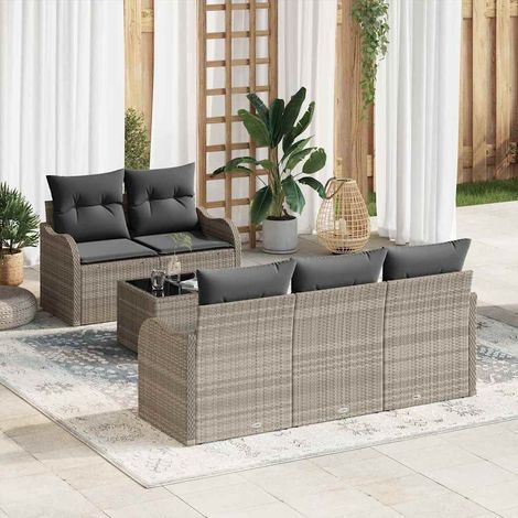 Gartensofa-set Hellgrau Poly-Rattan