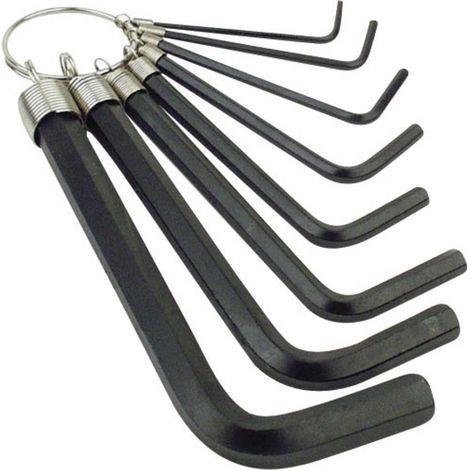 Brüder Mannesmann 6 pans intérieurs Jeu de clés mâles coudées 2.5 mm, 3 mm, 4 mm, 5 mm, 6 mm, 8 mm, (1/2)