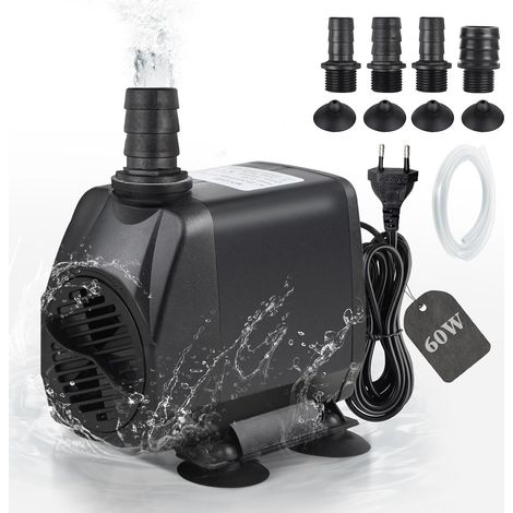 1 Pompe à Eau 3500L/H Submersible 60W, Débit Réglable, 4 Buses, Câble 2M pour Étang Aquarium Fontaine (1/5)