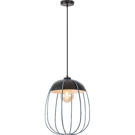 Lampe suspendue svens e27 1x max.40w métal Matt noir, bleu h: 150cm Ø27 cm dimmable (1/5)