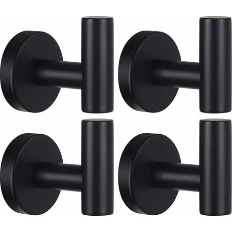 Porte-serviettes mural poinçon porte-manteau salle de bain patère noir mat acier inoxydable SUS 304 (1/5)