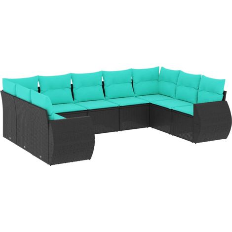 Maison Exclusive - 9-teiliges Gartensofa-Set mit Kissen, schwarze (1/5)