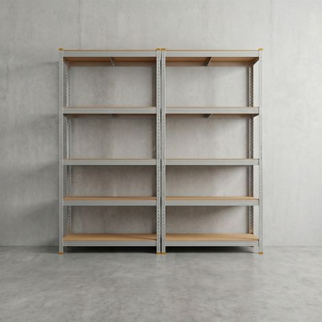 Lot de 2 étagères modulables charges lourdes- 5 Niveaux Acier 180x90x40CM,Étagères de Rangement Ajustable avec Crochets Idéal Garage Atelier Cuisine