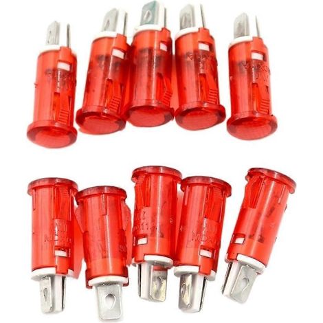 Lot de 10 voyants néon pour panneau 220V 110V 12V/24V CC rouge vert jaune 10 mm MDX-11A lampe de signalisation (1/5)