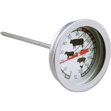 Thermomètre analogique résistant à la chaleur pour cuisiner, rôtir, griller, fumer, support pour casserole, barbecue, rôtissoire, 0°C - 120°C (1/4)