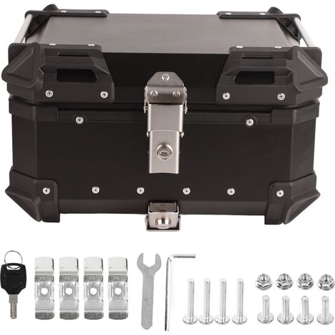 Coffre de moto 28L en alliage d'aluminium étanche antirouille universel pour motos noir (1/5)