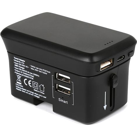 RealPower TravelCharge-4k Universal Negro USB Cargador inalámbrico Interior, Exterior
