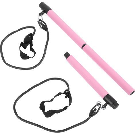 Barre Pilates 3 en 1 avec Élastique - Matériel d'Entraînement à Domicile Rose pour Yoga et Renforcement Musculaire (1/5)