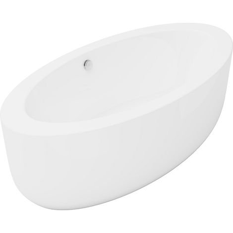 Vasca da bagno freestanding ovale 251 litri 185 x 90 x 58 cm Bianco Acrilico - MARMATI (1/4)