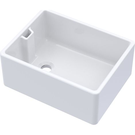Traditional Fireclay Ceramic Belfast Sink with Overflow, Single Bowl - 595mm