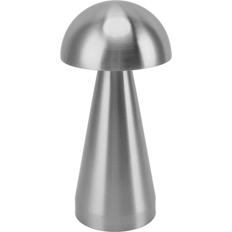 Lampe de table champignon LED 3 températures de couleur, gradation sans fil, rechargeable USB, lampe de chevet moderne argentée pour chambre salon (1/5)