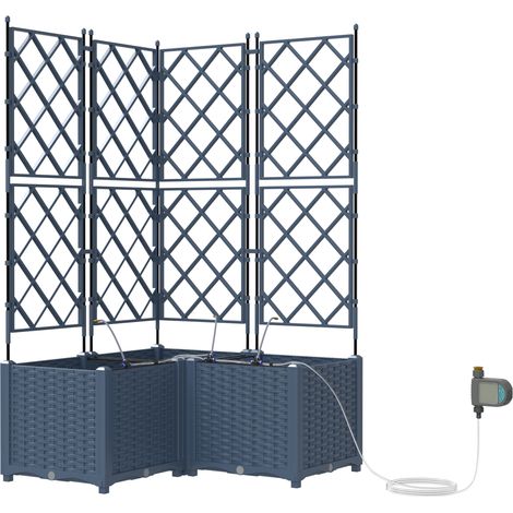 Pots de jardin,Jardinière Gris 80 x 80 x 142 cm Acier CFW88137 (1/4)