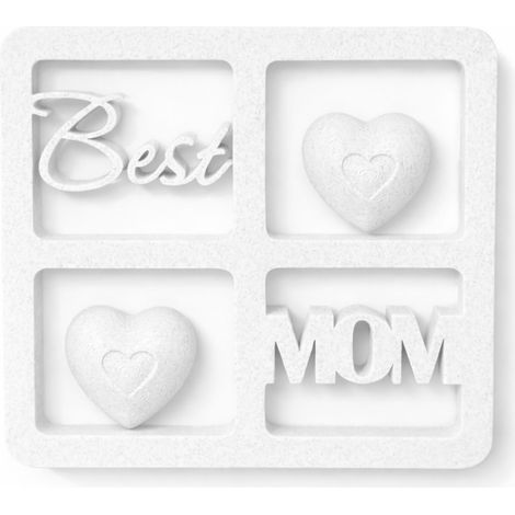 Cornice decorativa a forma di finestra con la scritta "Best Mom" in bianco (1/3)
