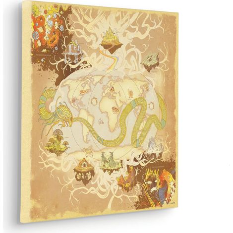 Komar Canvasbild Marvel World Map - 40 x 40 cm - Bild auf Keilrahmen - Vintage und Retro (1/2)