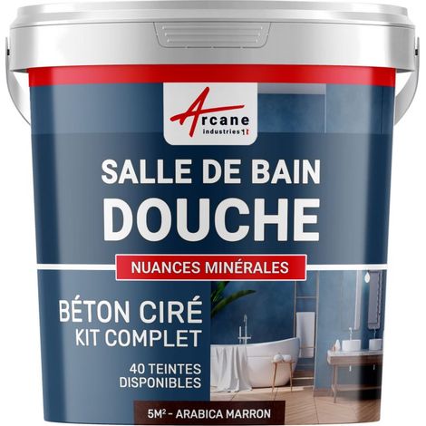BETON CIRÉ: Kit BETONBESCHICHTUNG | KUNSTHARZ-BETON  Badezimmer begehbare Dusche - Wasserdichte Beschichtung - Kaffee-Braun - 5 m²-Kit (2 Schichten)