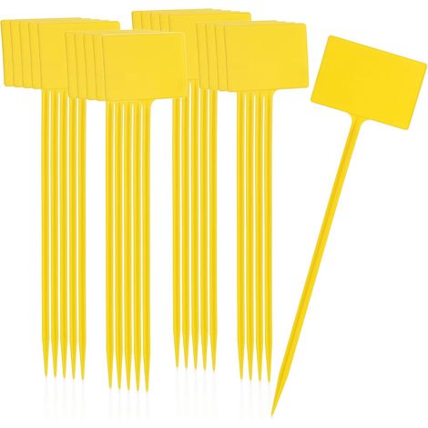 20 étiquettes pour plantes - grandes feuilles pour identifier les plantes - étiquette de jardin - 15 cm (20 pièces - jaune sans étiquette) (1/5)