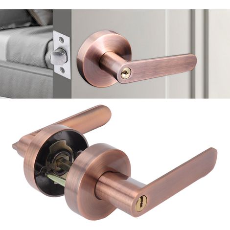 Serrure à poignée à levier minimaliste moderne, poignée à levier ronde à trois barres en alliage d'aluminium, serrure de porte de salle de bain, serrure de poignée de porte pour salon intérieur/extéri (1/5)