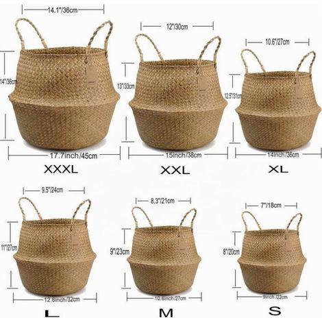 Panier Jonc De Mer - Diamètre 22 Cm Hauteur 27 Cm - Pour Rangement Linge Plantes Décoration Intérieure - 1 Pièce (1/2)