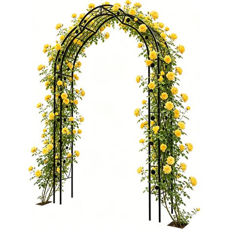 YOSE LIFE Gartenbogen aus Metall 250cm Garten-Torbogen für Pflanzen zur Unterstützung von Rosen Torbogen-Gartendekoration Pulverbeschichteter Stahlrahmen