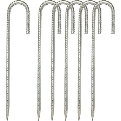 30cm Piquets d'ancrage Résistants en Acier Galvanisé Antirouille avec Crochets en J pour Tentes de Trampoline - Convient pour Camp, Jardin, Abri et Balanoires (1/5)