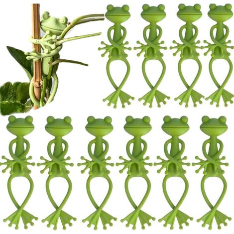 Cute frog-shaped plant support, easy to climb, with clips, green, for vertically growing climbing plants (10 pieces). (1/5)