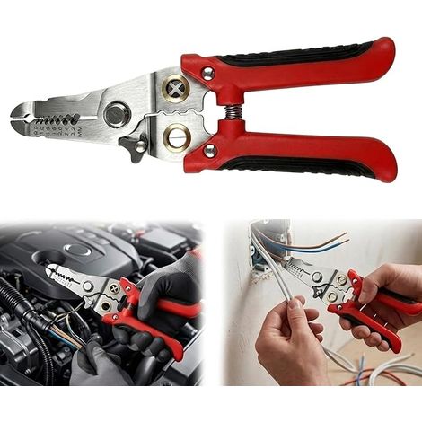 Pince à Dénuder, Pince à Sertir Multifonction, Pince à Sertir Cosse Électrique 7 en 1, pour Sertir, Dénuder, Couper et Bien Plus, Idéale pour l'Installation Électrique et le Bricolage (1/5)