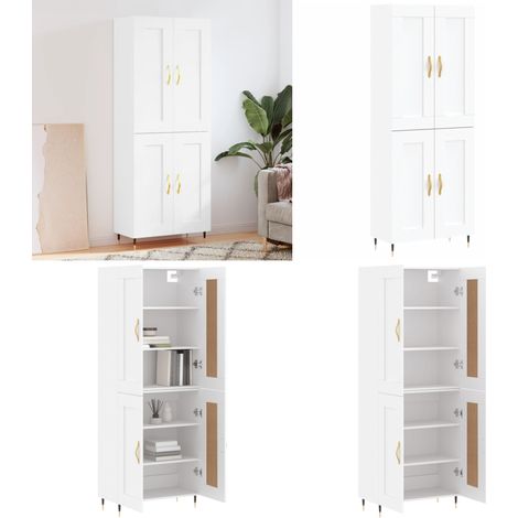 Buffet haut Blanc 69,5x34x180 cm Bois d'ingénierie - Buffet bois d'ingénierie - Rangement (1/5)