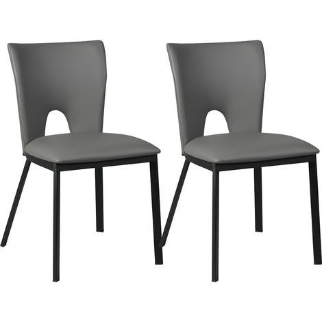 CATALIA - Lot de 2 Chaises Grises Métal et Simili (1/3)