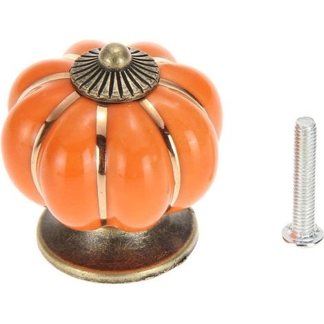 10 Pièces 4X4cm Vintage Europe Potiron Style Boutons Poignée Céramique Poignée de Porte Armoire Tiroir Placard Cuisine Poignée Armoire Poignées Boutons Tirer - Orange (1/4)