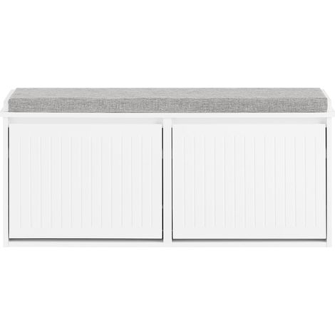 SoBuy Panca da ingresso Scarpiera con cuscino Scarpiera con 4 ripiani Bianco 100x26x46cm FSR98-XL-W