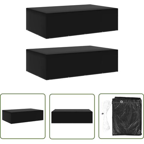 The Living Store Housses de salon de jardin 2 pcs 12 œillets 325x205x90 cm - Housse De Jardin - Housse De Meubles De Jardin - Protection Meubles Extérieur - Housses Rotin - Protection Uv (1/5)