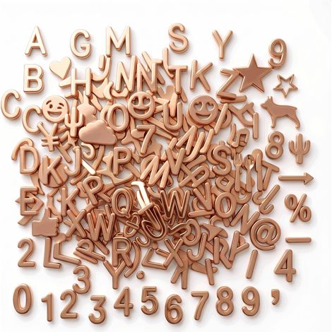 Lot de 394 lettres en plastique or rose pour tableaux à lettres en feutre - Lettres pouces - 1,9 cm (1/5)