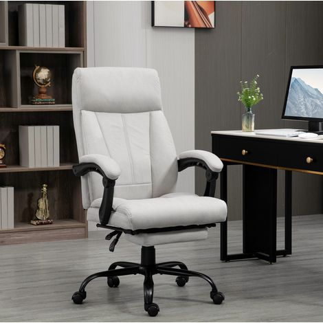Sedia direzionale massaggiante in poliestere grigio chiaro, reclinabile 155°, 65x74x111-119 cm (1/5)