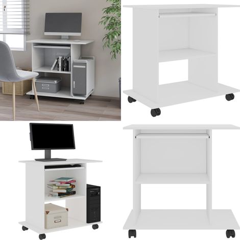 Bureau d'ordinateur Blanc 80x50x75 cm Bois d'ingénierie - Bureau Informatique - Bureau Blanc - Bureau Design - Bureau Compact - Meuble De Bureau - Home & Living