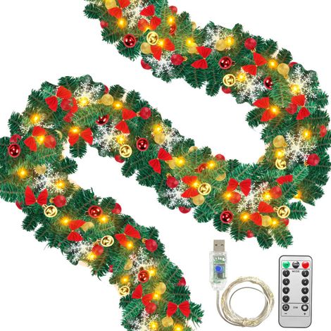 SWANEW Ghirlanda natalizia 5M USB ghirlanda di abete artificiale ghirlanda di alberi ghirlanda decorativa con telecomando per la decorazione della tavola (1/5)
