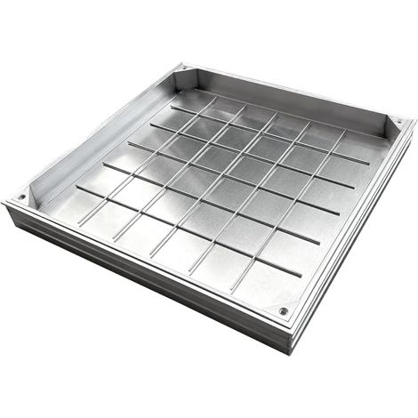 Couvercle de regard en alliage d'aluminium encastré-Passage 500 x 500 mm-A15 tampon de regard en aluminium invisible,Avec cadre,pour jardin,cour,autre espace intérieur et extérieur (1/5)