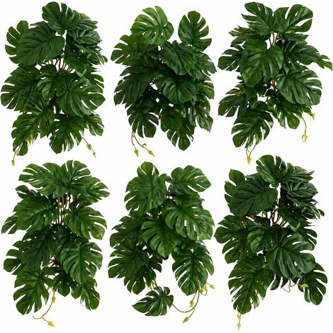 Pack of 6 x 25cm Realistic Monstera Stem Plant - Dark Green - Premium Quality (1/5)