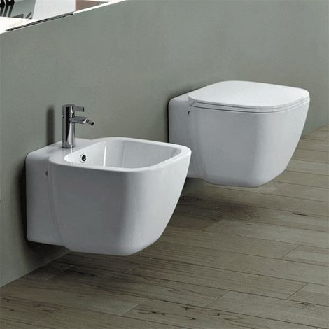 Sanitari sospesi One Rak Ceramics: WC, Bidet, Copriwater Bianco (1/3)