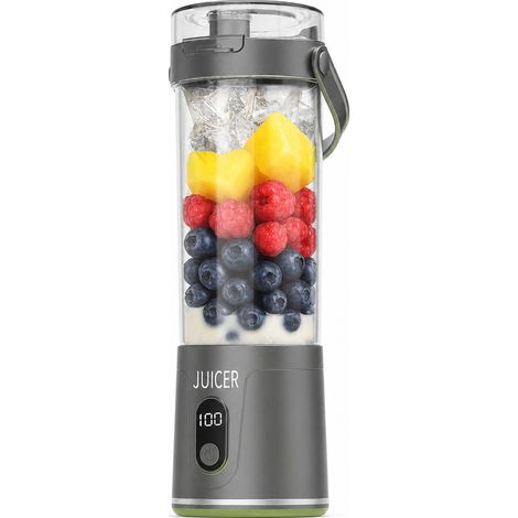 Blender Portable USB Rechargeable avec Écran Numérique, Gris, pour Smoothies et Jus (1/5)