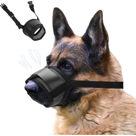 Muselière pour chien, filet réglable, douce et respirante, anti-morsure, anti-aboiement, anti-mâchonnement, muselière pour chien, permet de boire, noire, polyester, taille L