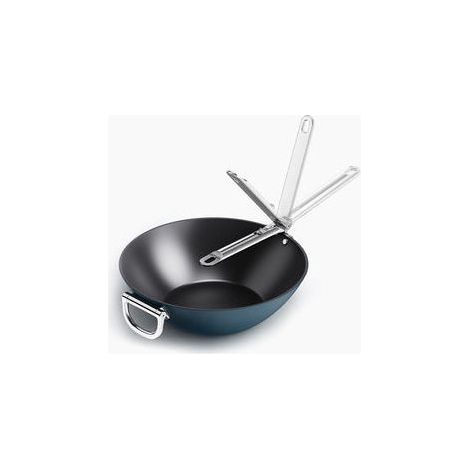 Wok antiaderente Joseph Joseph Spazio de 32 cm (12,5"), manico pieghevole, adatto all'induzione e al forno fino a 232°C, facile da conservare e per una cottura sana.