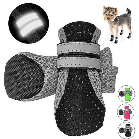 Lot de 4 chaussures pour chien, petites et grandes, bottines en maille antidérapantes et réfléchissantes pour la neige et la pluie. (1/5)