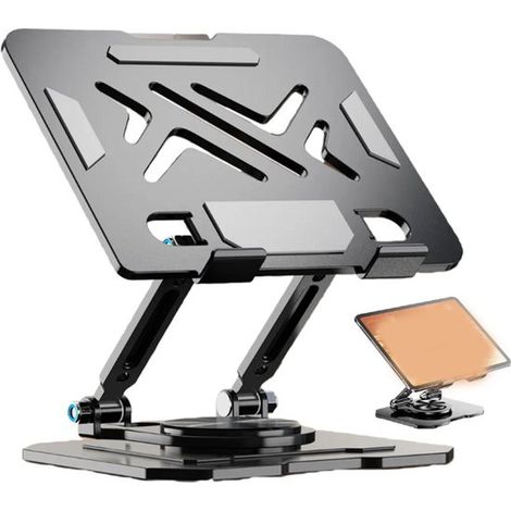 Supporto per laptop - Regolabile - Ruotabile a 360° - Ergonomico - Nero (1/5)