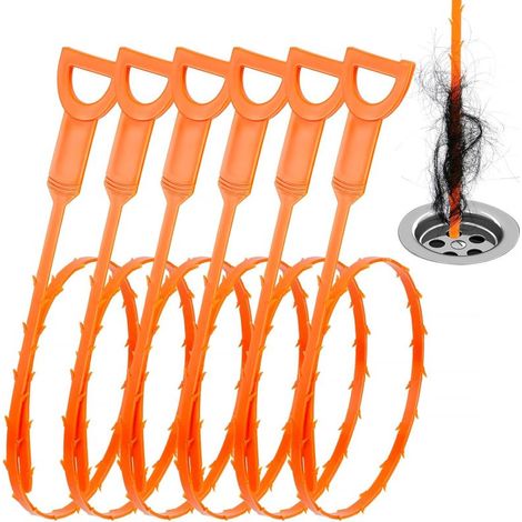 Irovami Outil nettoyage canalisations – Lot 6, cheveux – Idéal pour douche, siphon, plomberie (1/5)