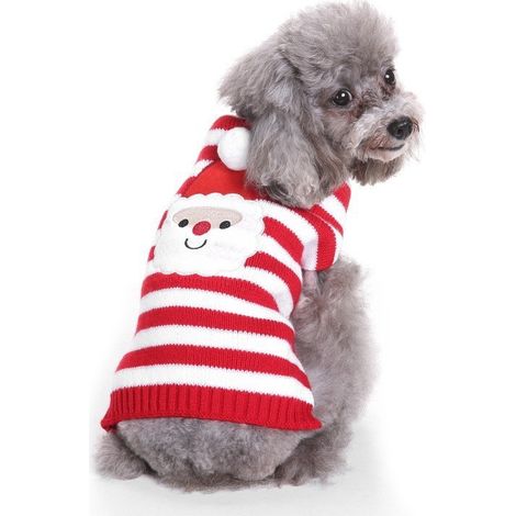 Pull pour animal de Noël pour chats et chiens, maille côtelée, chemise chaude d'automne et d'hiver, vêtements doux pour animaux, tenue pour petits chiens Taille M (1/4)