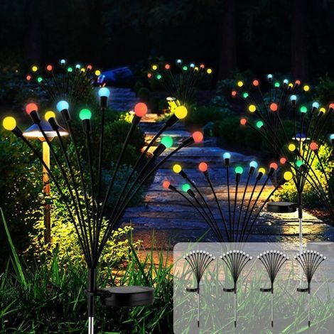 Set mit 4 Solar-Lichterketten für den Außenbereich, 10 LEDs, IP65 wasserdicht, für Garten, Terrasse, Sträucher, dekorativ (mehrfarbig) (1/4)