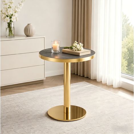 Table d’appoint ronde effet marbre gris doré OKMYHOME (1/5)