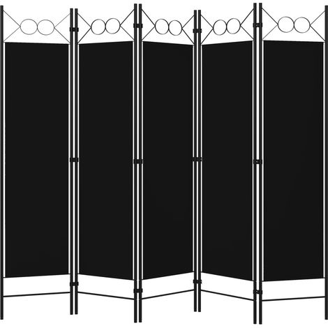 INLIFE Cloison de séparation 5 panneaux Noir 200x180 cm (1/5)
