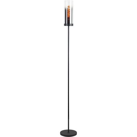 Lampe sur pied noire Toothill avec du verre fumé - 44004